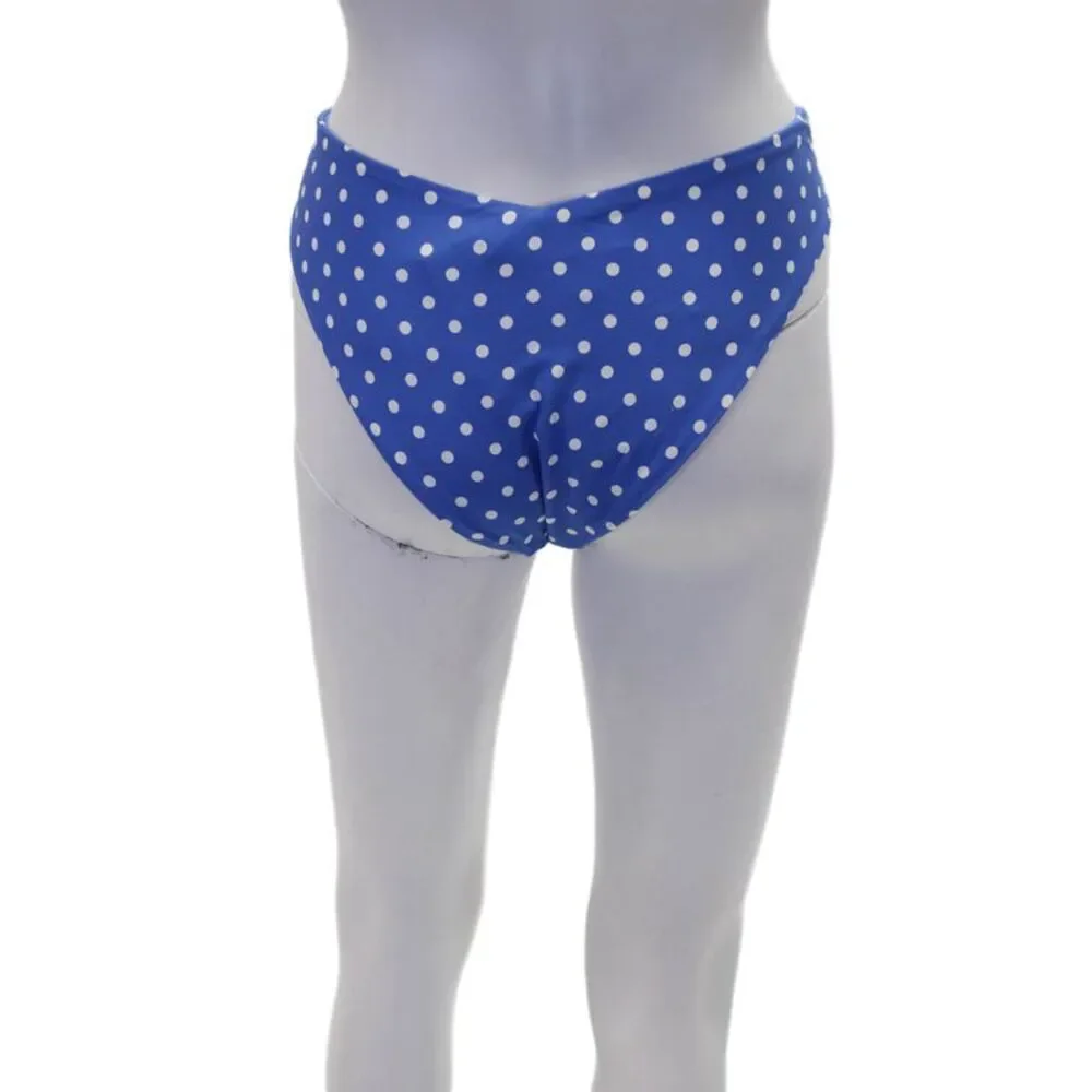 We Wore What Womens Polka Dot Delilah Bikini Bottoms Blue White Size XL